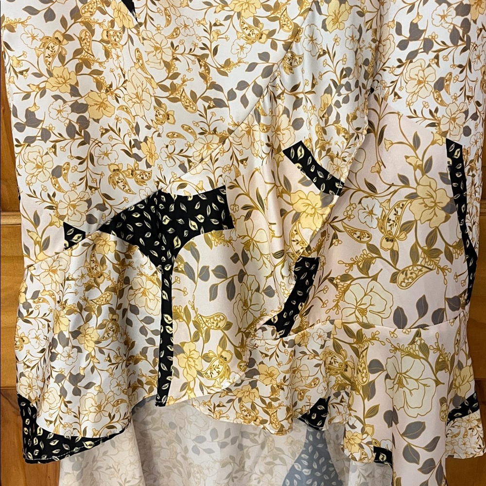 Greylin Cream, Black & Gold Floral High-Low Skirt - Picture 4 of 6